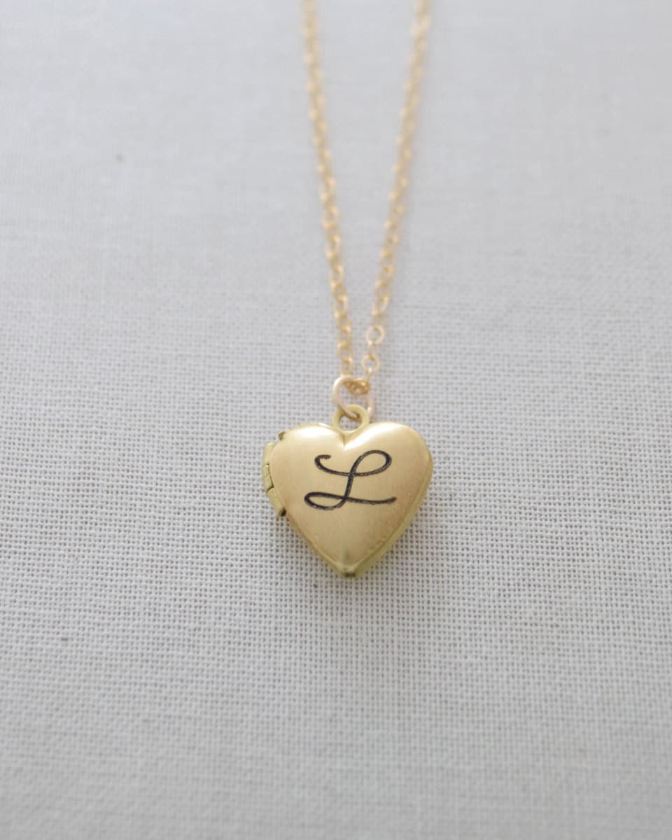 Engraved Heart Locket Necklace Personalized By Oliveyewjewels