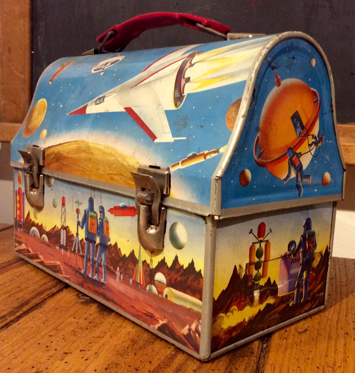 Astronaut Metal Dome Lunch Box Vintage Space Lunchbox