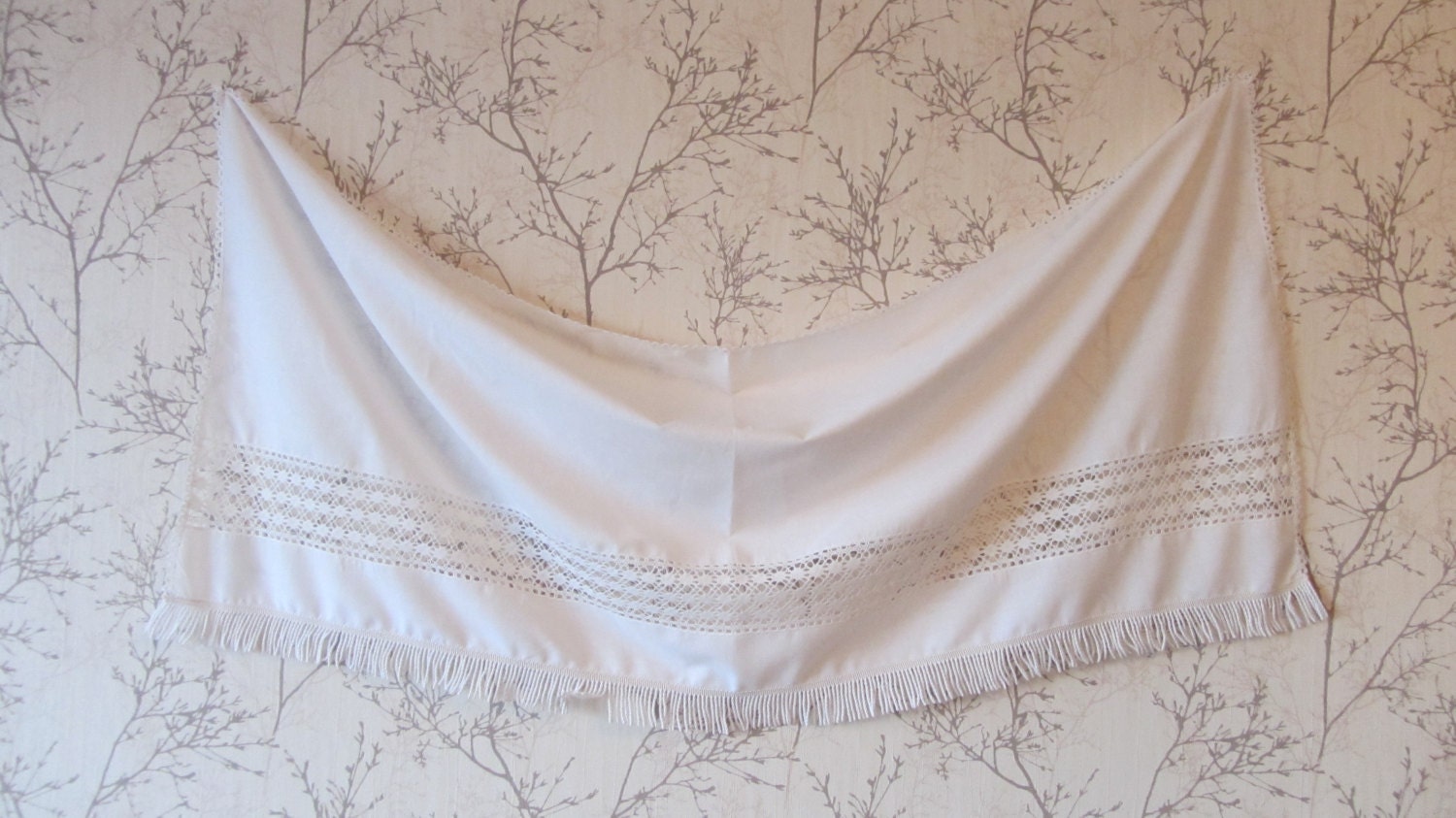 Vintage Large Napkin from USSR era, Handmade lace, Lace from USSR, white table c