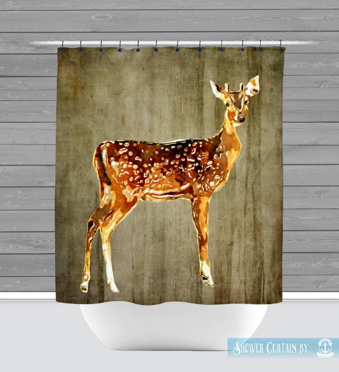 Deer Shower Curtain Rustic Lodge Wilderness Inspired