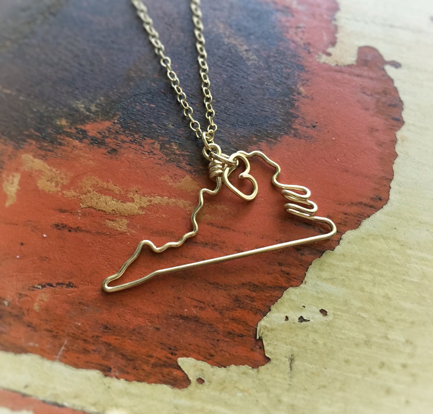 Virginia Necklace Virginia State Lovers Necklace Virginia