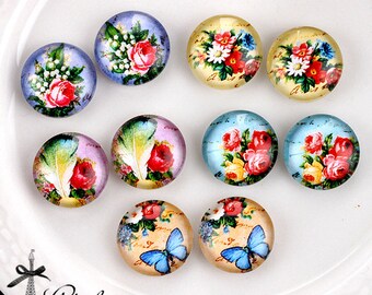 SALE 10pcs 12mm Handmade Photo Glass Cabochon By ClothcampDIY