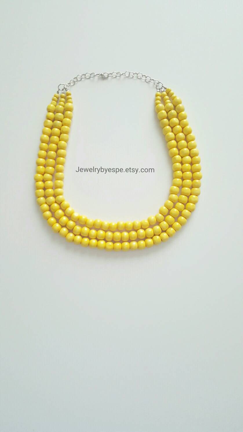 Yellow Statement Necklace Chunky Bib By JewelrybyEspe On Etsy