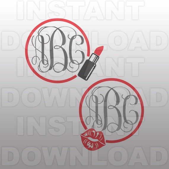 Makeup Monogram Frame Svg File Lips Svg File Commercial