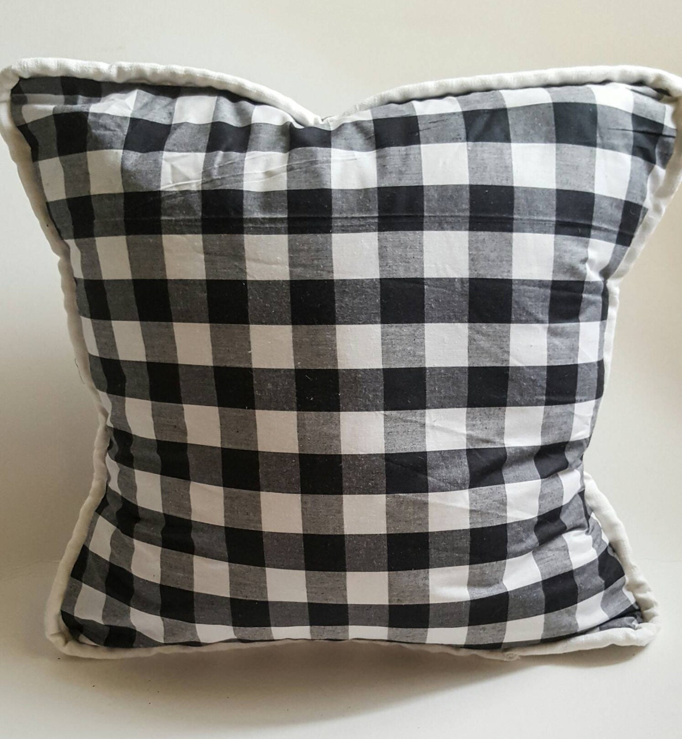 Black And White Buffalo Check Pillow Cover By Thevintagesongbird