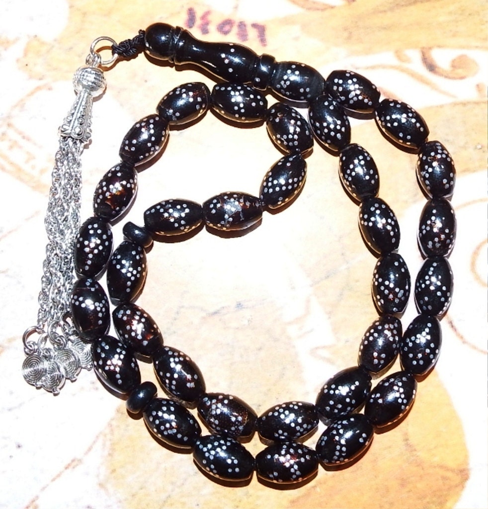 33 Islamic Prayer Beads Tasbih Worry Beads Black Coral