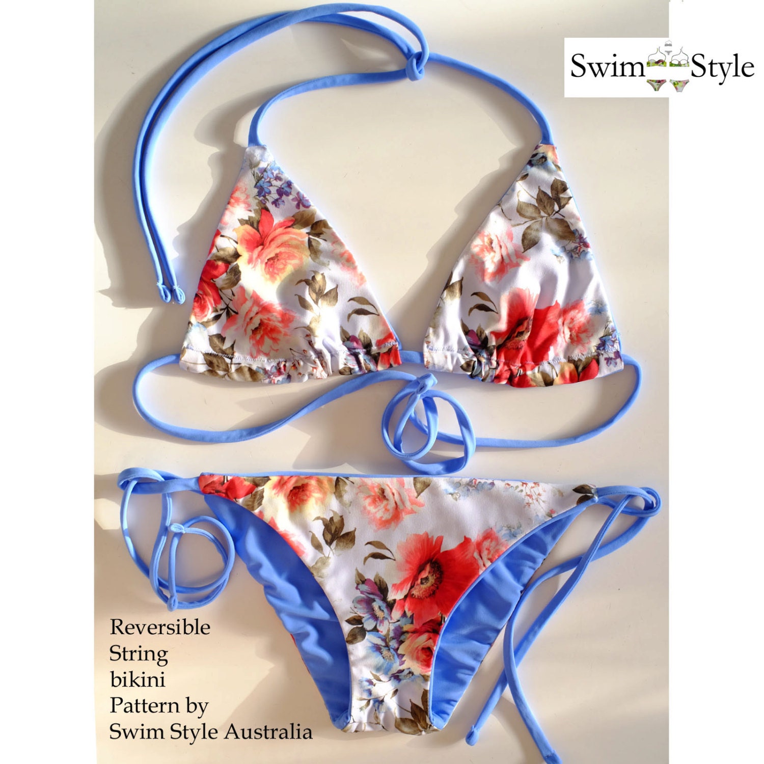 Reversible String Bikini Swimwear Sewing Pattern Women