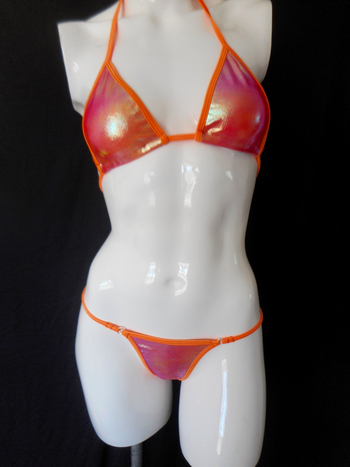 Iridescent Tie Dye Orange Bikini Micro Bikini G String V