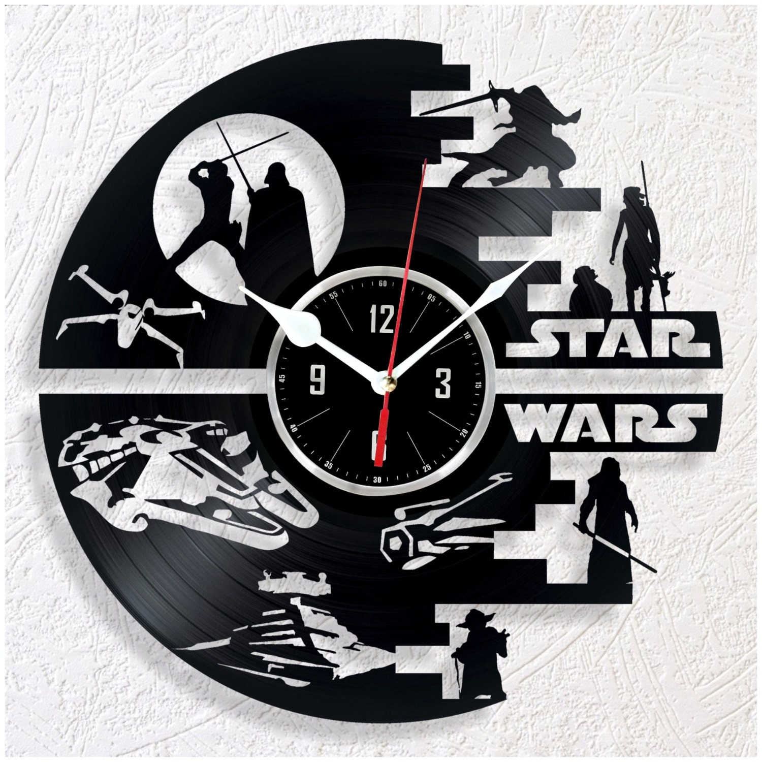 Vinyl Wall Clock Star Wars By Woodenhmcraft On Etsy