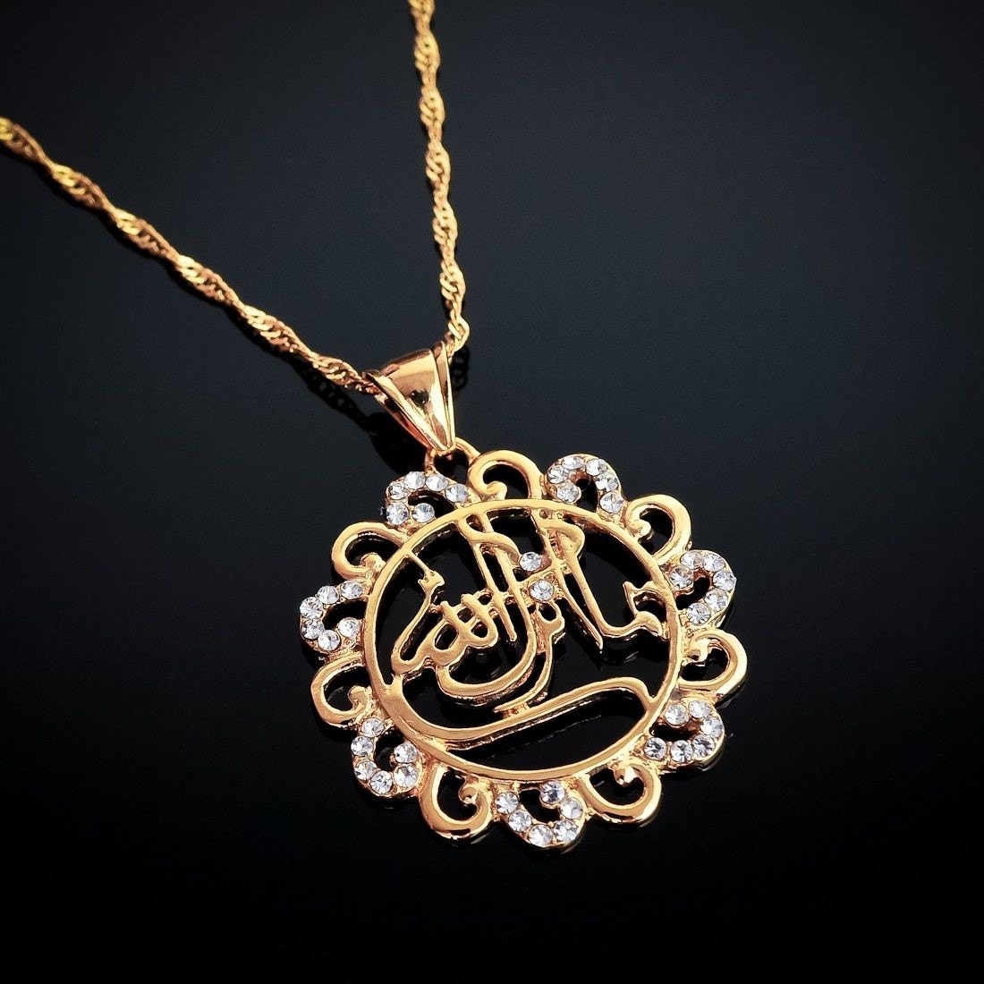 Fashion K Gold Plated Allah Islamic Pendant By Bizbork On Etsy