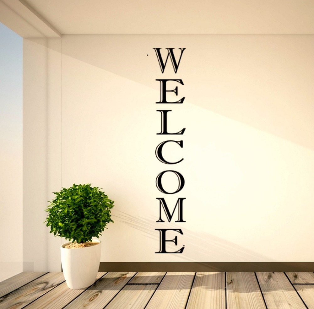 Vertical Welcome Vinyl Decal Welcome Vinyl Decals Foyer