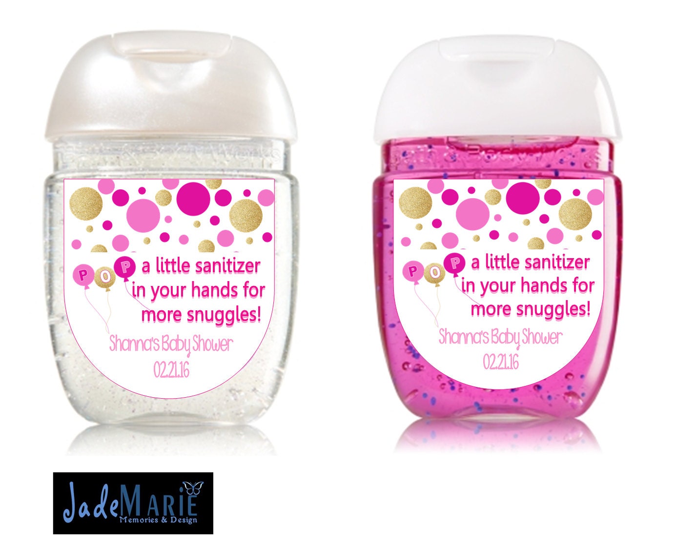 Ready To Pop Hand Sanitizer Labels Baby Shower Favors Pink