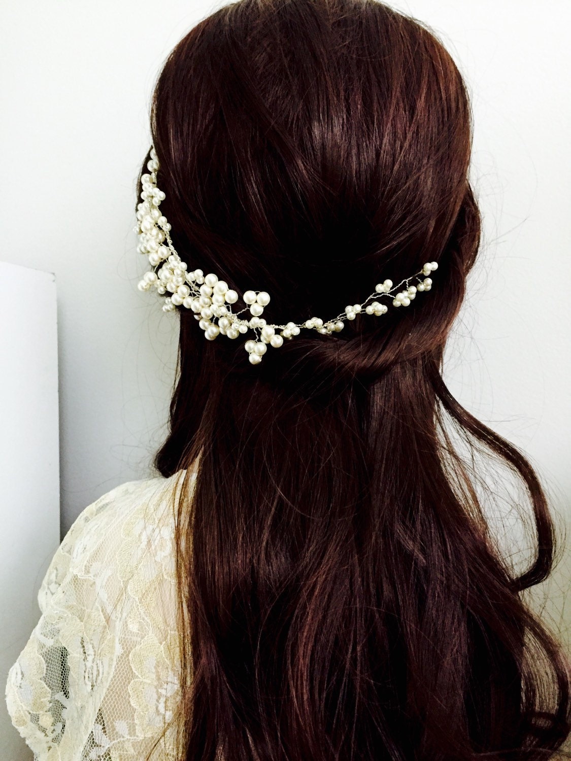 Pearl Bridal Halo Pearl Hair Vine Hairvine Pearl Hair