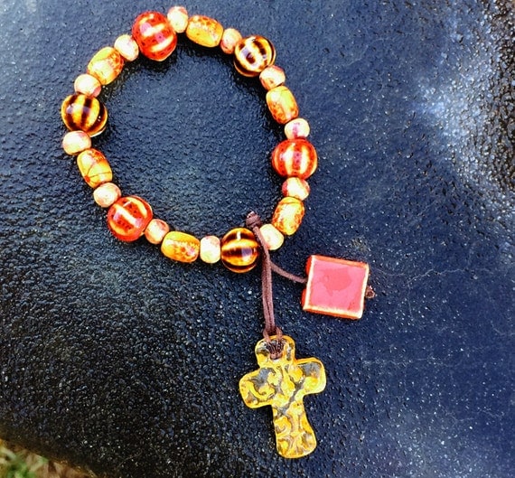 Boho Cross Bracelet Autumn Colors Fall Jewelry By GospelHymns