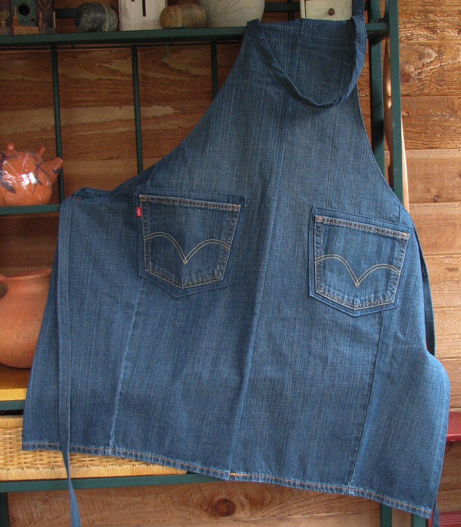 Denim Apron Upcycled Jeans Apron Craft Apron Workshop