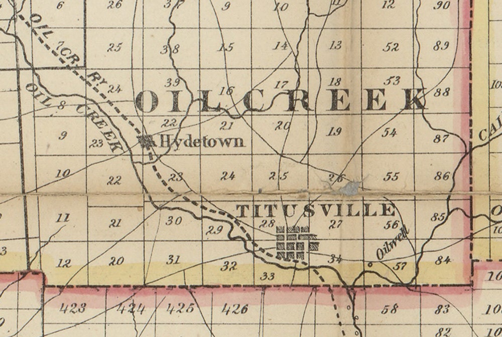 Map Of The Oil Region Of Pa Venango Warren Crawford