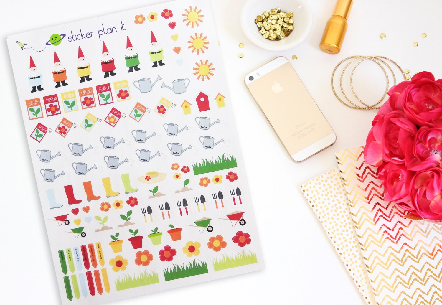 Gardening Theme Sticker Set For ECLPs Life Planners Teacher