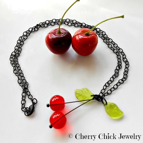 Items Similar To Cherry Necklace Rockabilly Cherry Cherry Jewelry