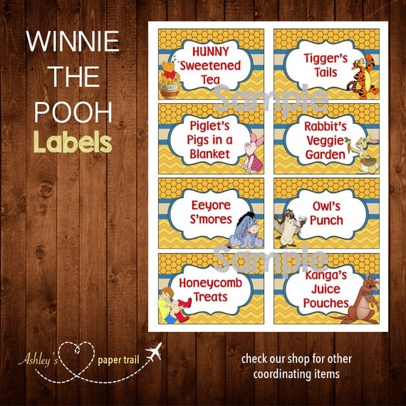 Winnie The Pooh Labels Digital File By Ashleyspapertrail On Etsy