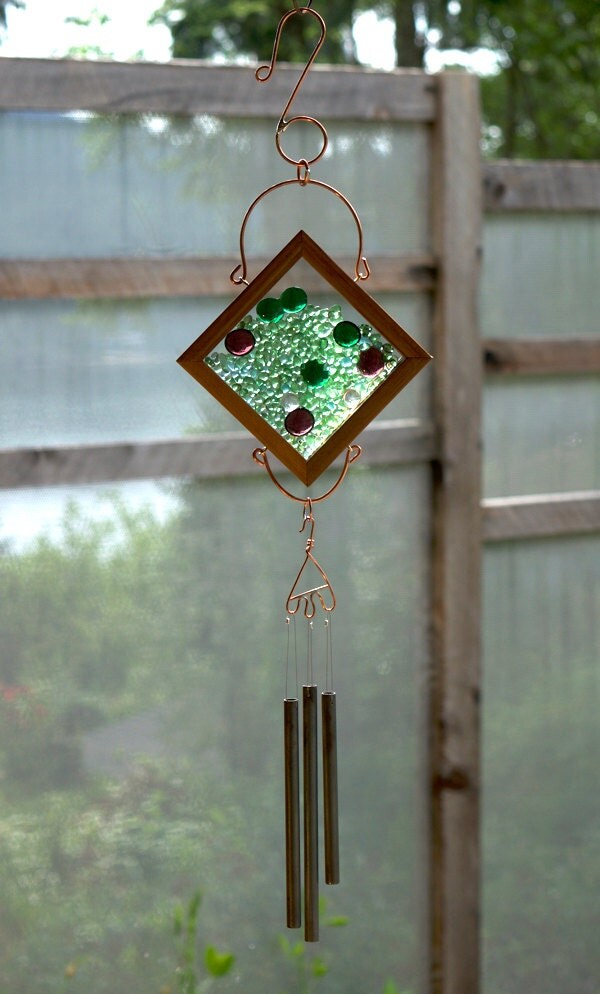 Wind Chime Glass Copper Cedar Suncatcher Windchime By Coastchimes