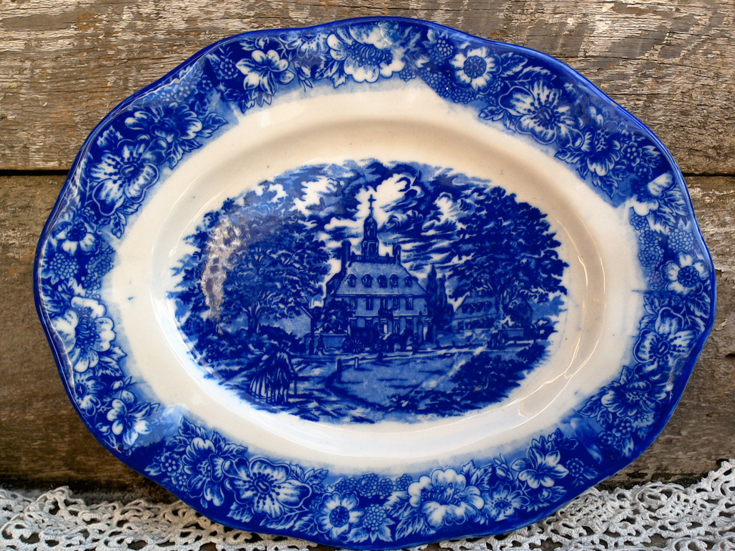 FLOW BLUE PLATTER Ironstone Liberty Platter