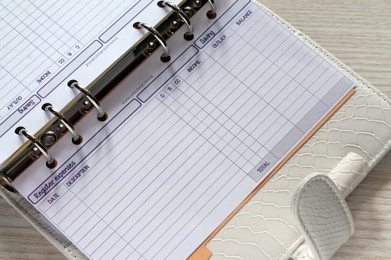 Registro Spese Filofax Personal Planner Per Budget Planner