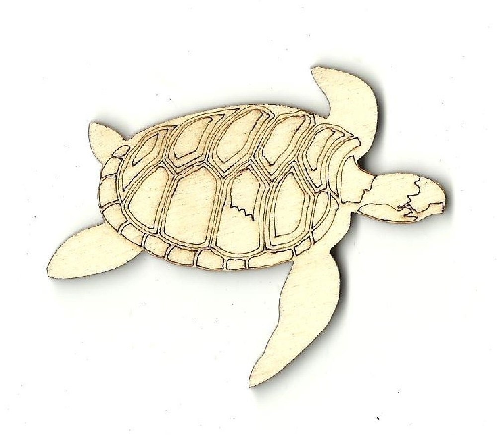 Sea Turtle Laser Cut Out Unfinished Wood Shape Craft Supply