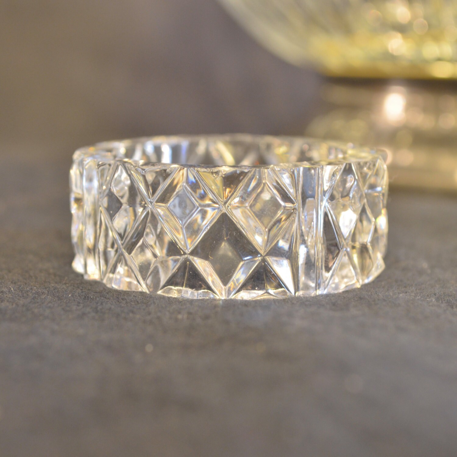 Crystal Napkin Rings Set Of 8 Diamond Cut Crystal Napkin