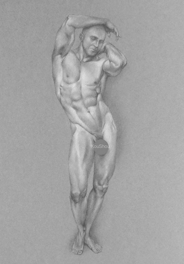 Print Fine Art Print Fine Art Drawing MALE NUDE In Pencil