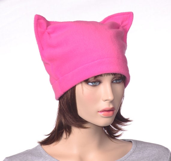 Pink Pussy Hat Made Of Fleece Woman S Cat Cap Fuschia