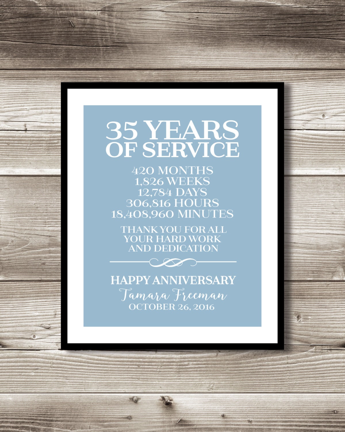 Items Similar To 35 Year Work Anniversary Print Gift Digital Print