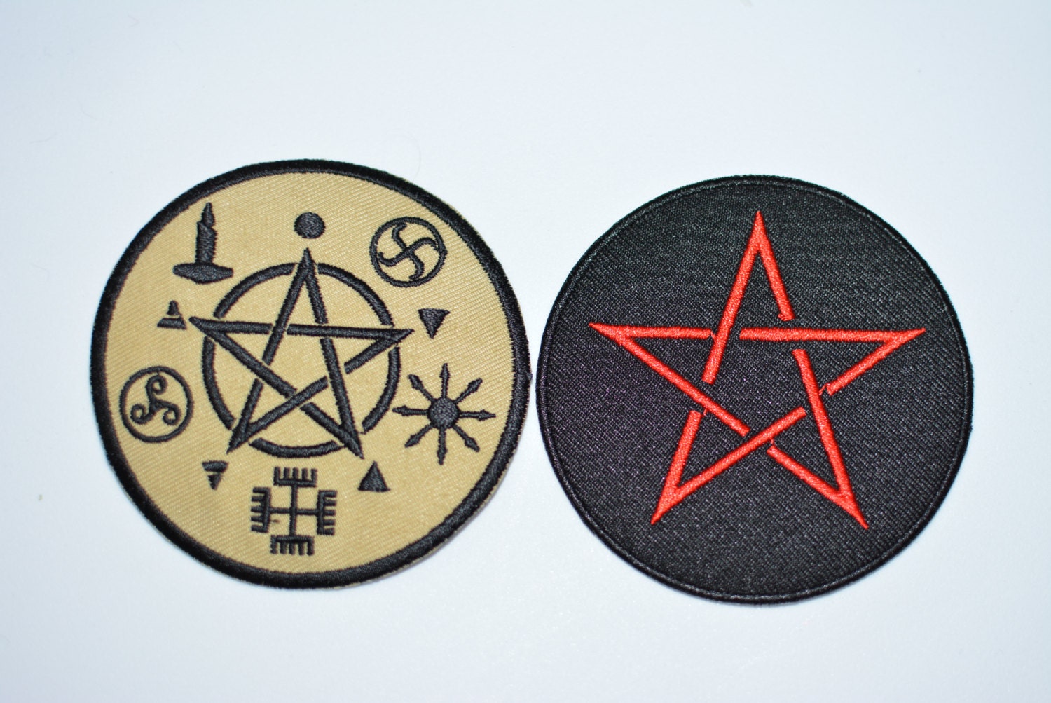 Wicca Iron On Clothing Patch 5 Point Star Pentacle Pentagram