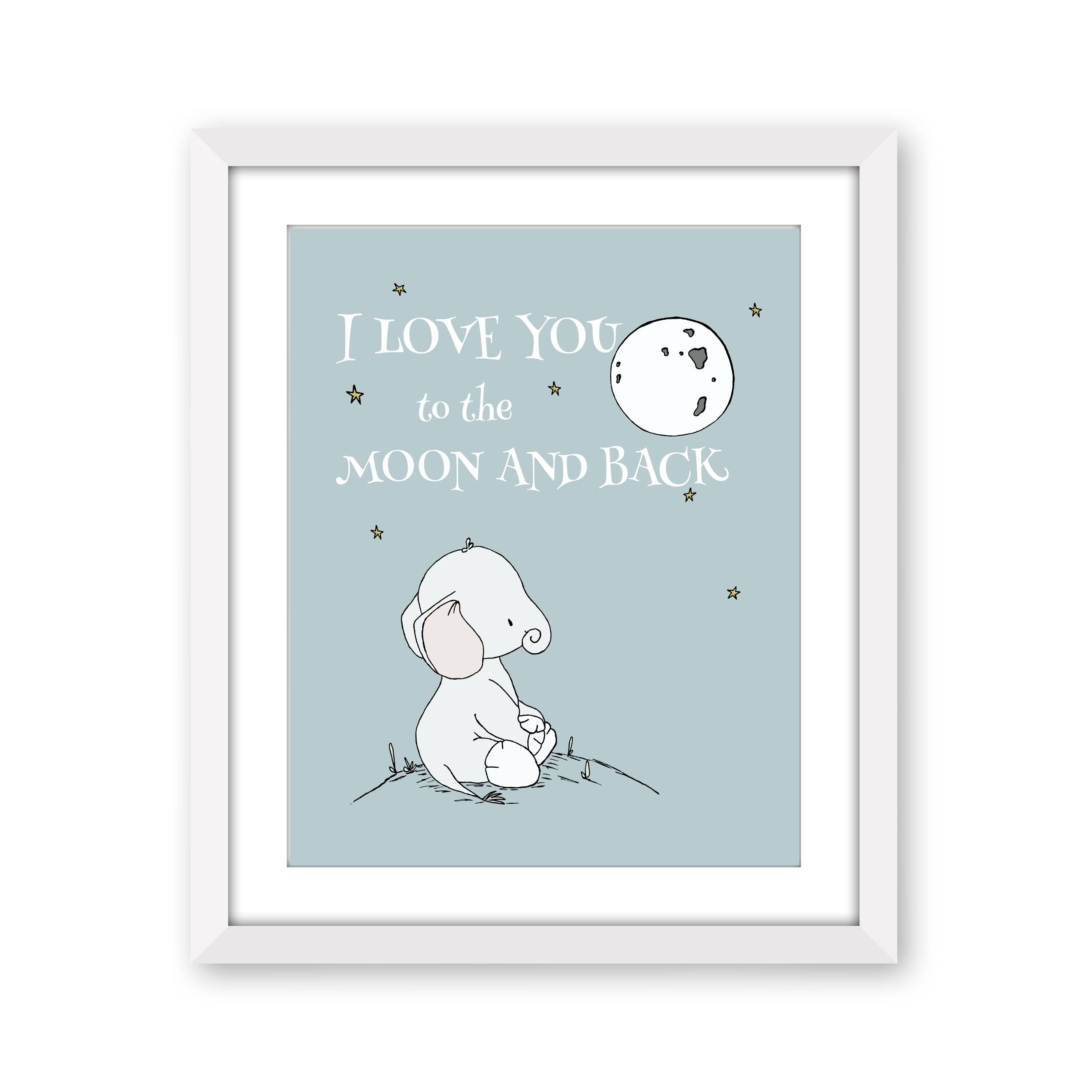 Elephant Nursery Art I Love You To The Moon And Back