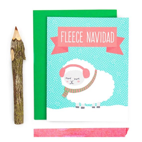 Fleece Navidad Funny Sheep Pun Holiday Christmas By TurtlesSoup