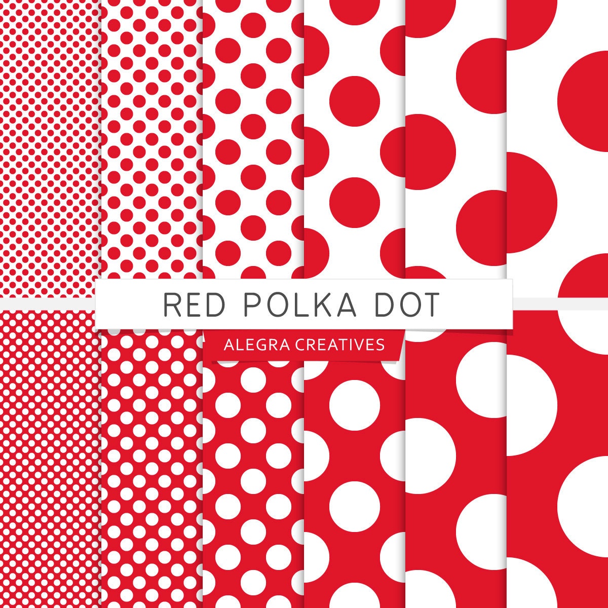 Red Polka Dot Digital Paper Red Scrapbook By Alegracreatives