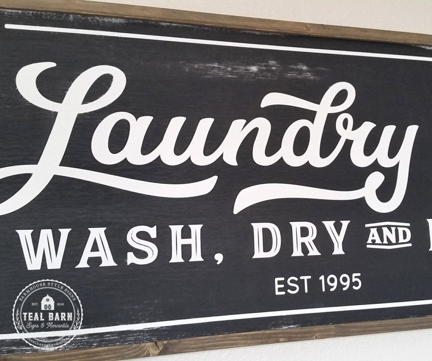 LAUNDRY Co Wash Dry And Fold Sign Personalized By TealBarnSigns