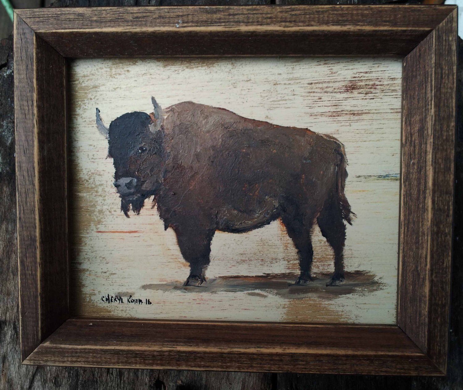 Buffalo Oil Painting Framed By CherylKorbArt On Etsy