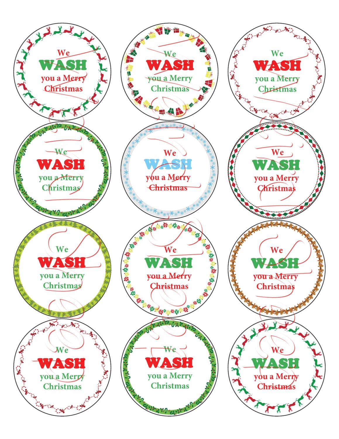 We Wash You A Merry Christmas Circle Tags A PDF By WeirdSheep