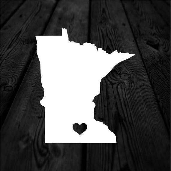 Minnesota State With Heart Over Home Town Decal Heart City