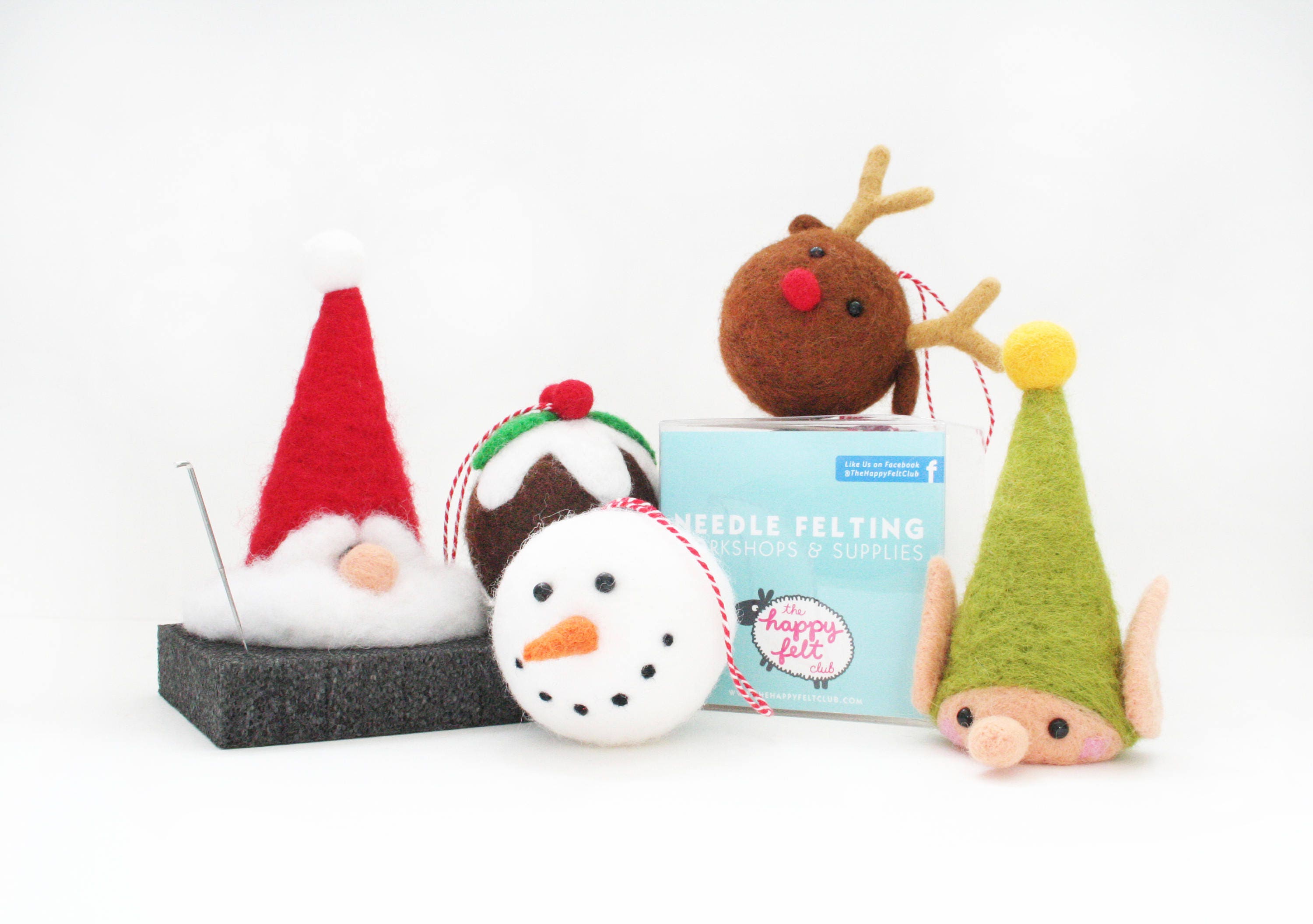 Christmas Needle Felting Kit Christmas Pudding Snowman