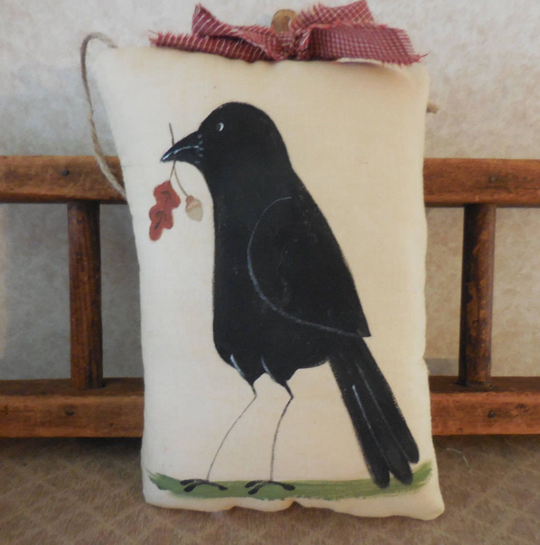 Items Similar To Primitive Fall Wall Hanging Pillow Tuck Folk Art Crow