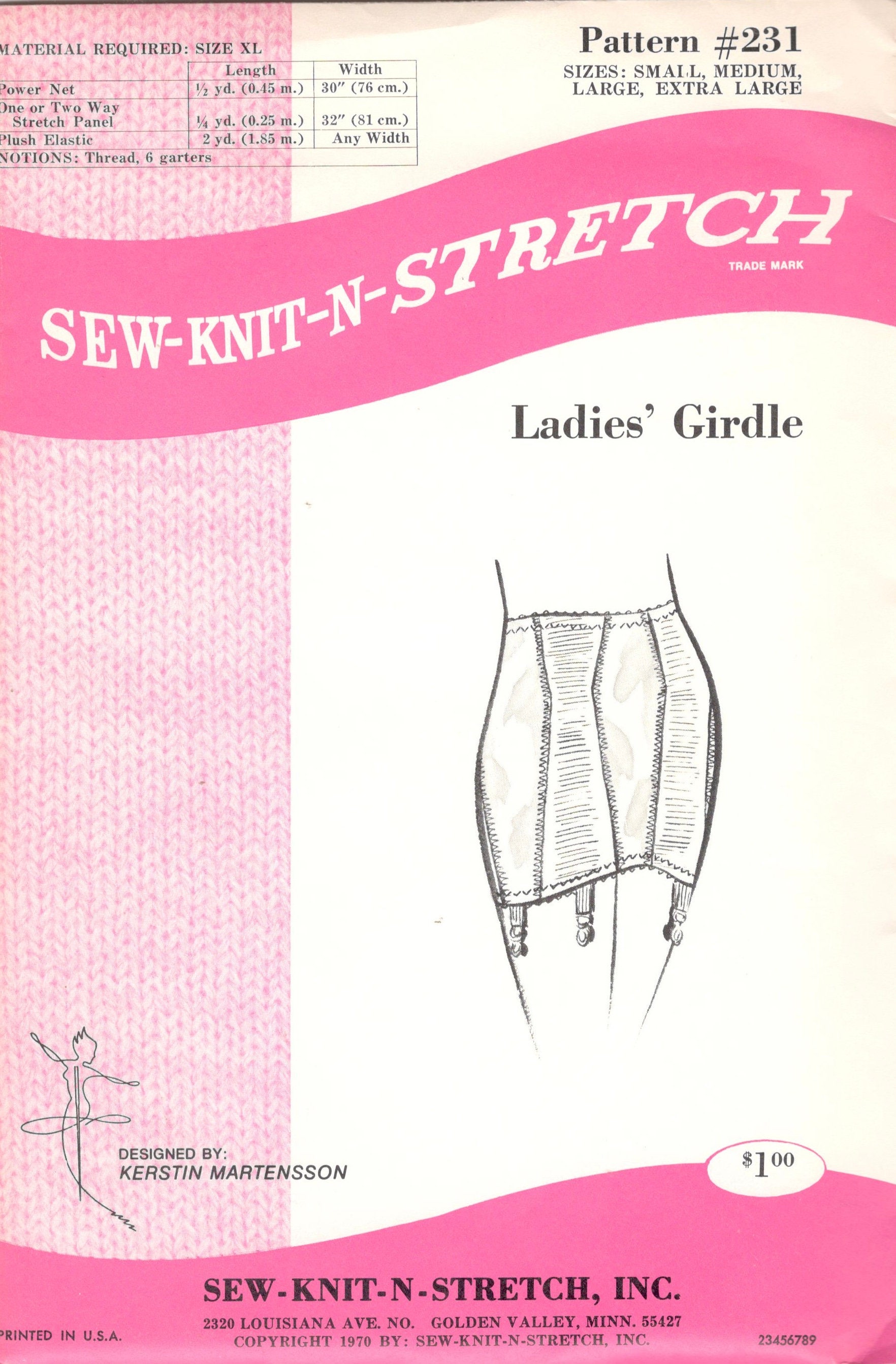 Sew Knit N Stretch S Misses Lingerie Open Bottom Girdle Pattern