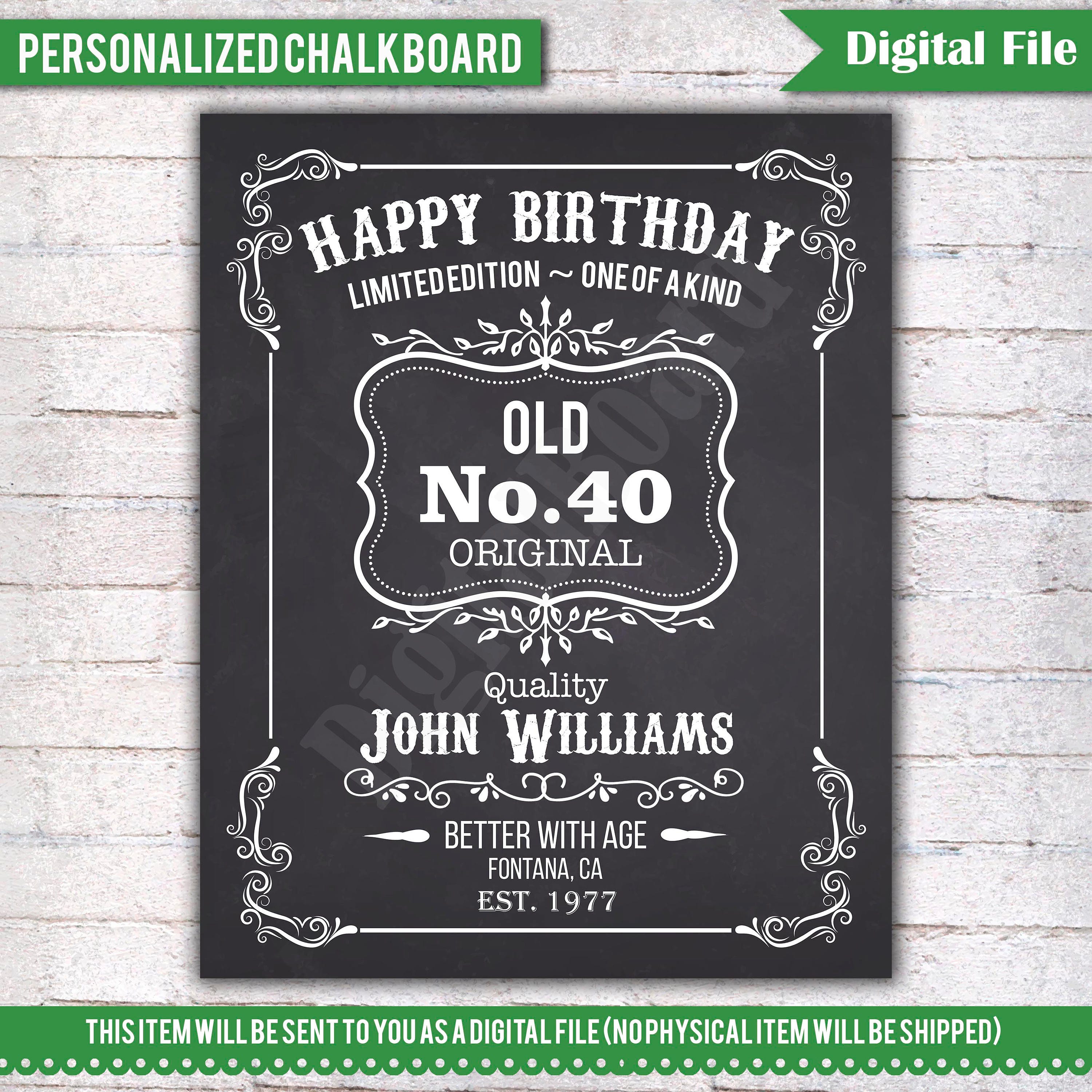 Personalized Th Birthday Chalkboard Sign Birthday Poster