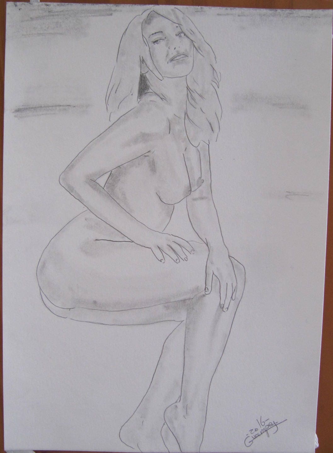 Nude Pencil Drawing Fine Art Print Signed By Artist