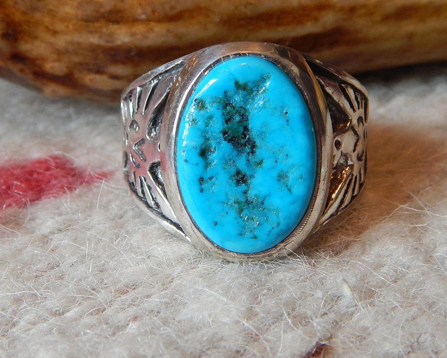 Southwestern Turquoise Ring Size Old Pawn Sterling