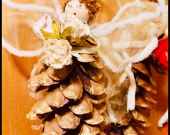 Mini Snowflake Pine Cone Ornament Gold Or Silver Snowflake