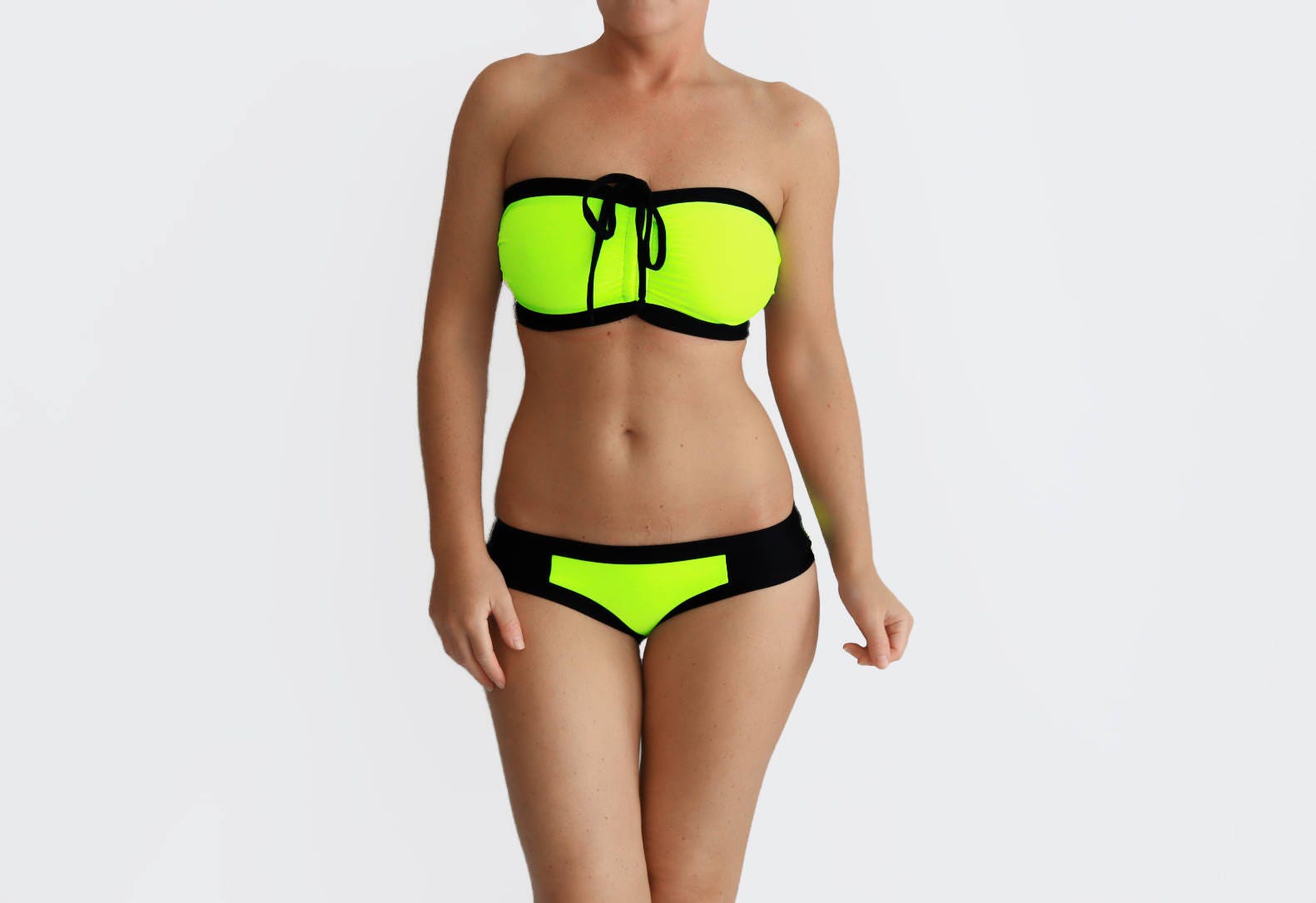 Neon Yellow Bikini Sexy Bathing Suit Ddd Plus Swimwear Plus