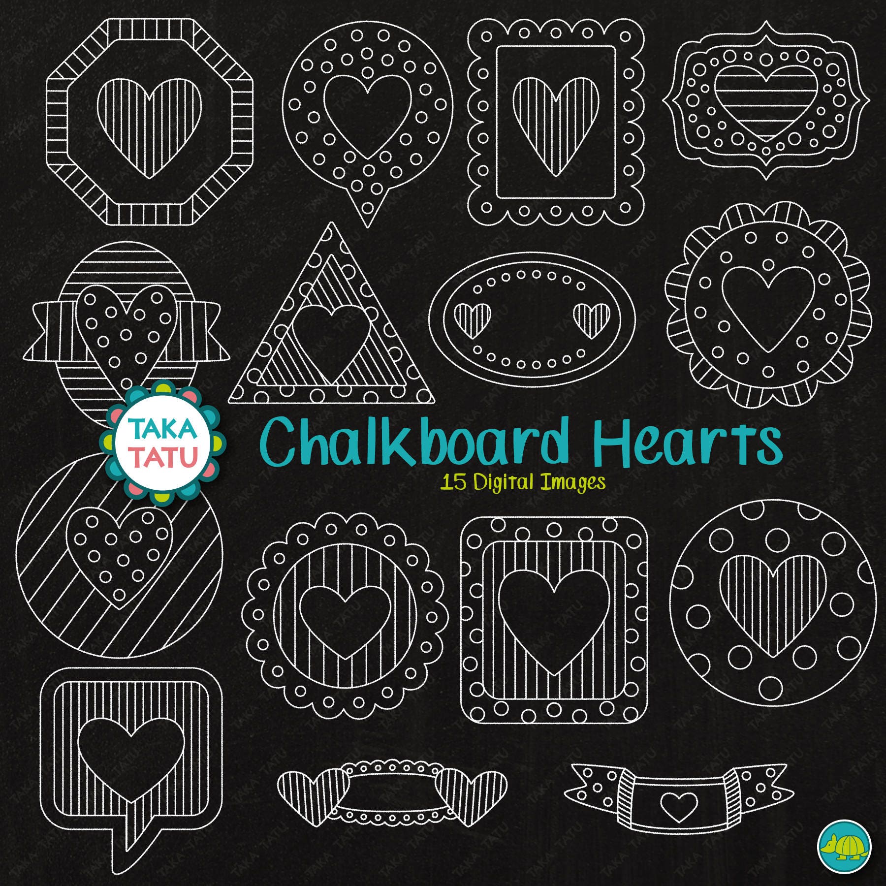 Chalkboard Hearts Clipart Doodle Hearts Hand Drawn Chalk Hearts