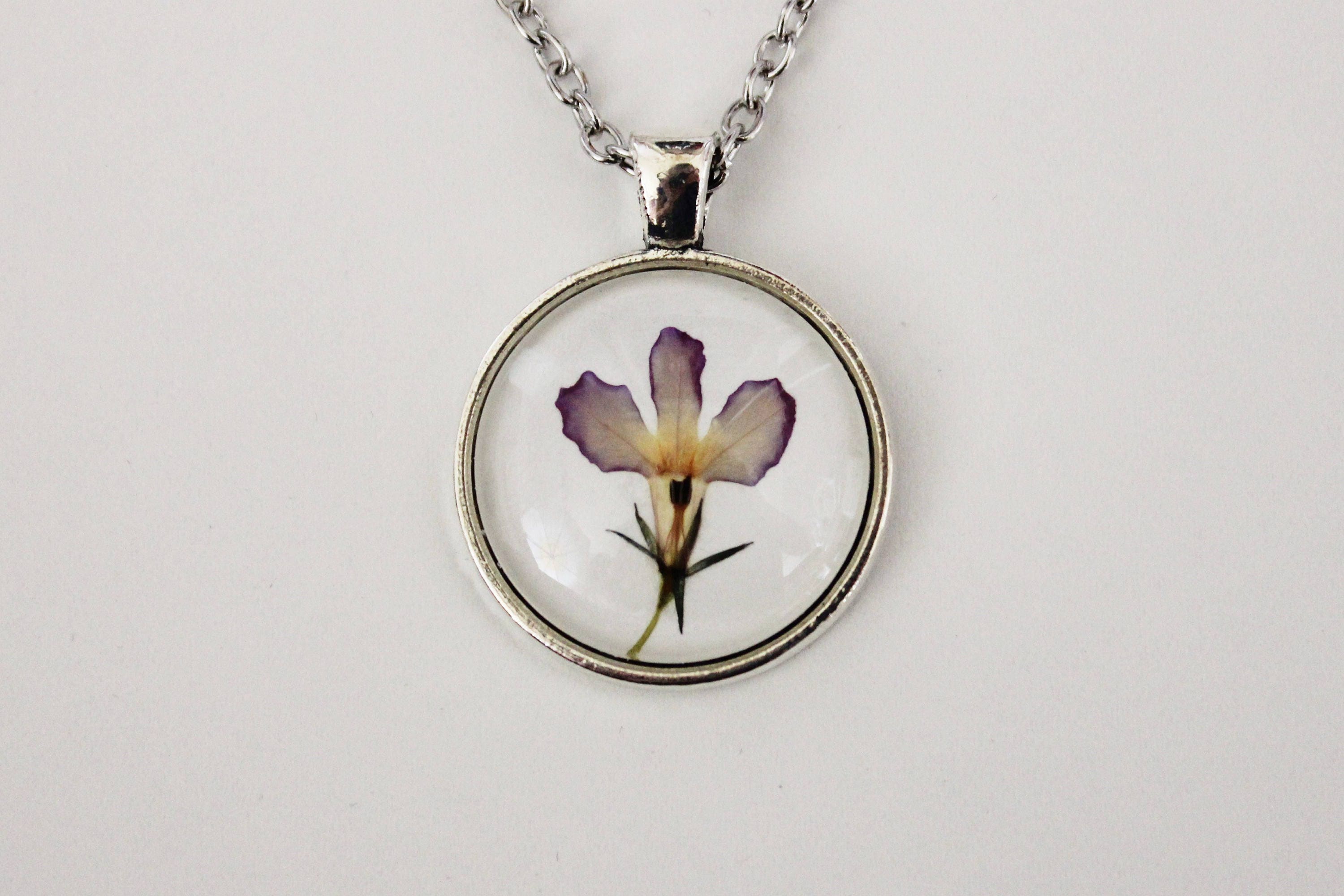 Pressed Flower Necklace Etsy