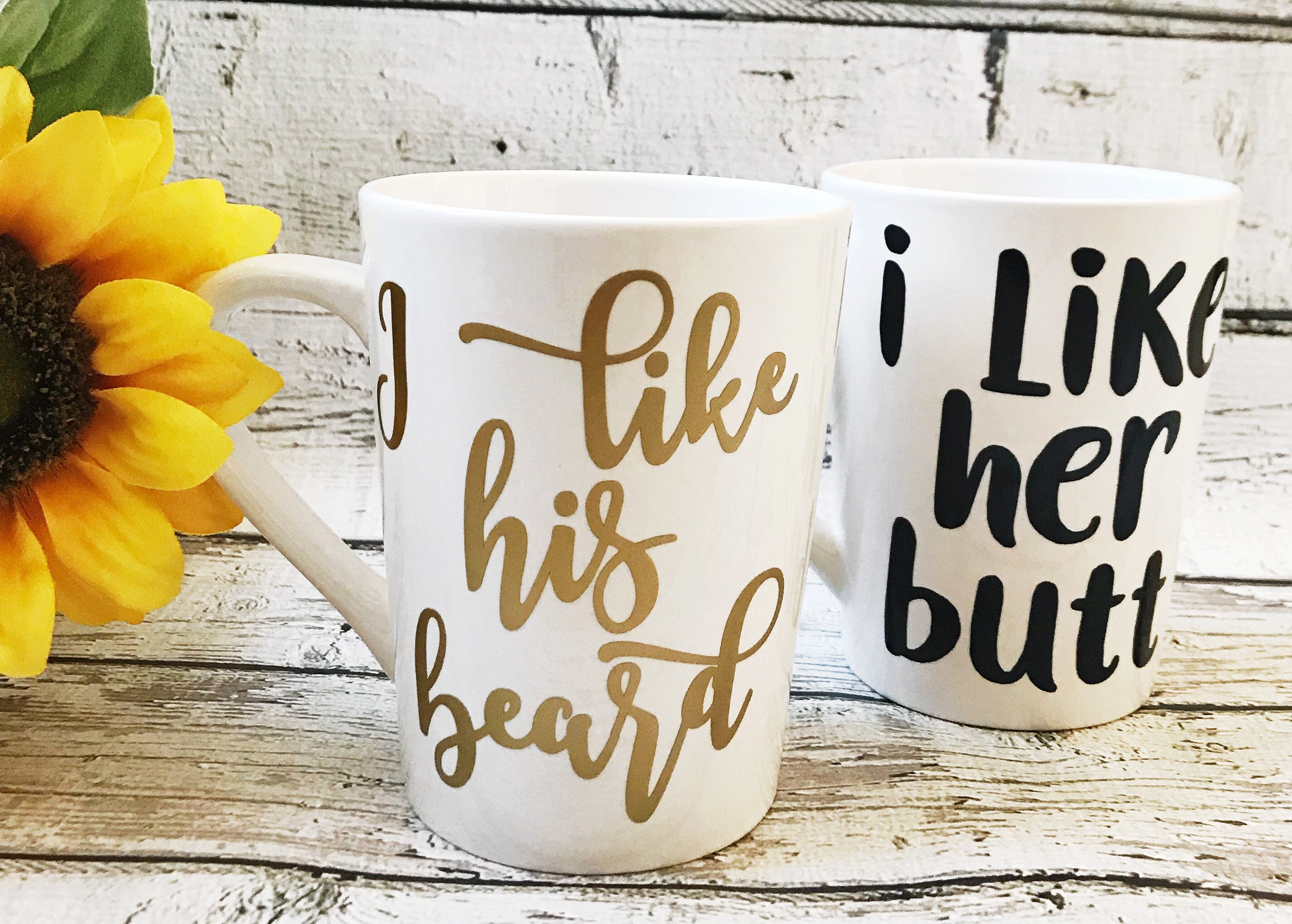 I Like His Beard I Like Her Butt Mug Set Couples Mug Set